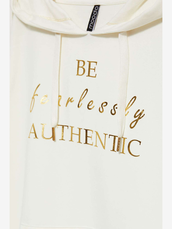 Moodo Cremefarbener Damen-Kapuzenpullover Moodo