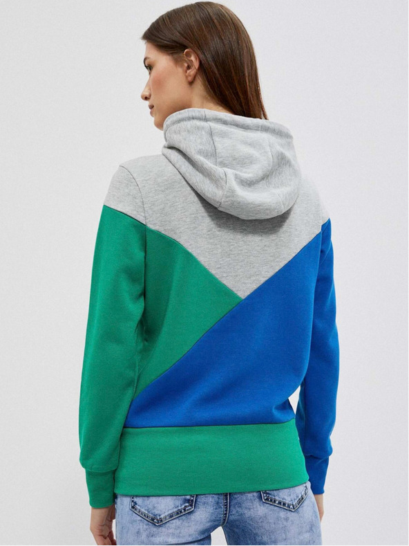 Moodo Grauer und grüner Damen-Kapuzenpullover mit Reißverschluss von Moodo