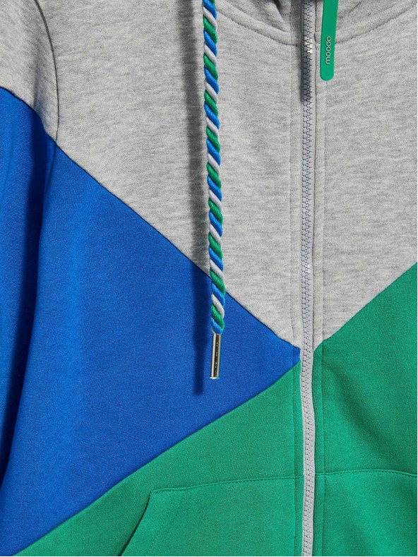 Moodo Grauer und grüner Damen-Kapuzenpullover mit Reißverschluss von Moodo