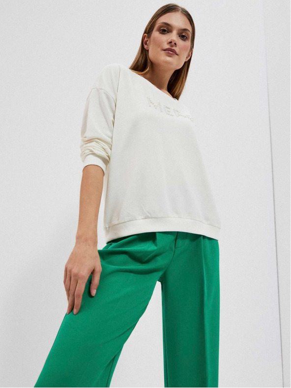 Moodo Weißer Damen-Kapuzenpullover Moodo