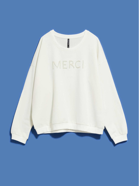 Moodo Weißer Damen-Kapuzenpullover Moodo