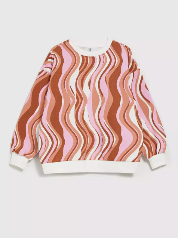 Moodo Rosa und braun gemustertes Damen-Sweatshirt Moodo