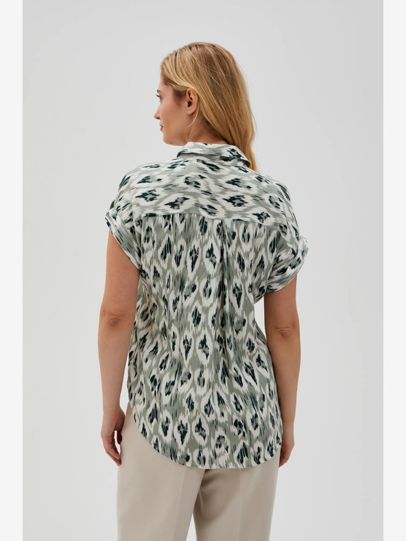 Moodo Grünes gemustertes Damen-Shirt Moodo