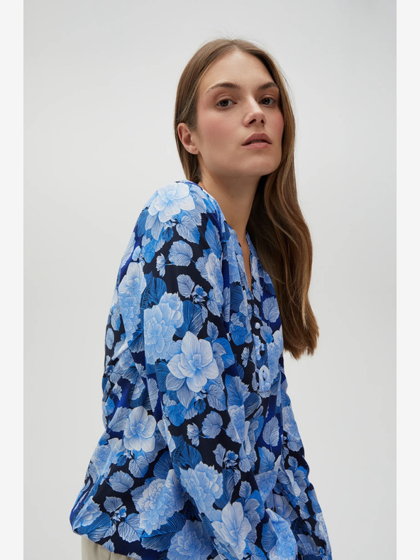 Moodo Blaue geblümte Damenbluse Moodo