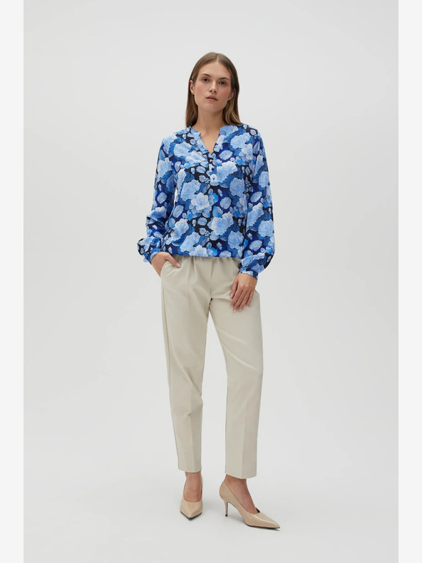Moodo Blaue geblümte Damenbluse Moodo