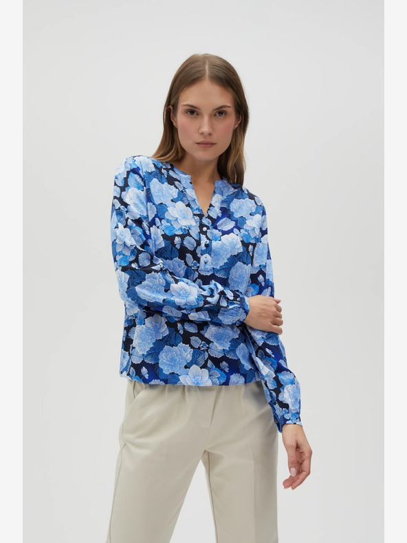 Moodo Blaue geblümte Damenbluse Moodo