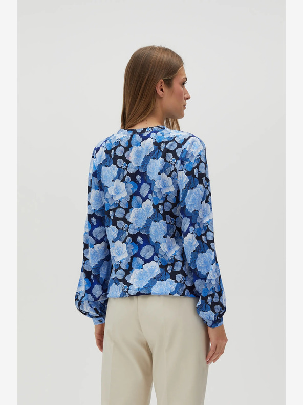 Moodo Blaue geblümte Damenbluse Moodo