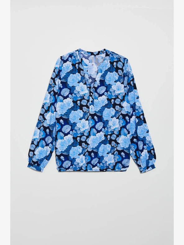 Moodo Blaue geblümte Damenbluse Moodo