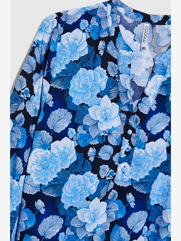 Moodo Blaue geblümte Damenbluse Moodo