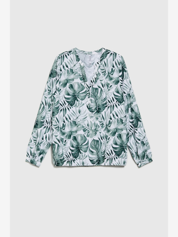 Moodo Weiß-grün gemusterte Damenbluse Moodo