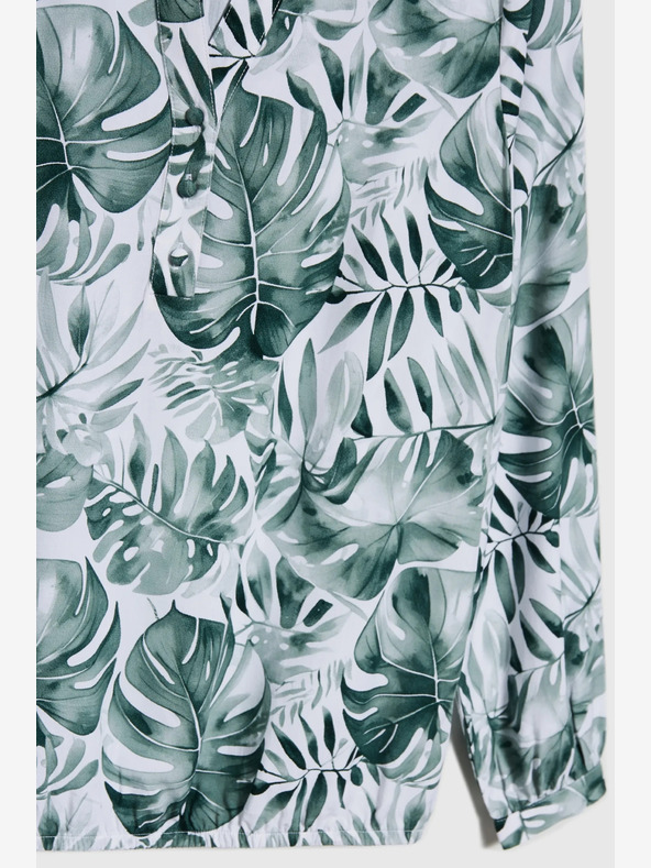 Moodo Weiß-grün gemusterte Damenbluse Moodo