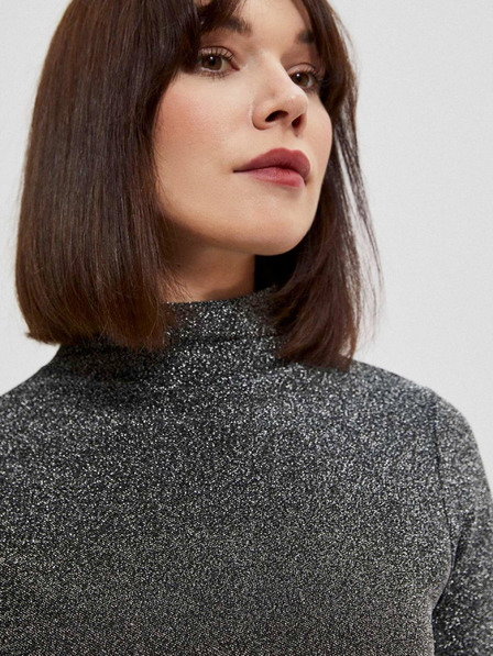 Moodo Schwarze Damenbluse mit Metallic-Faden Moodo