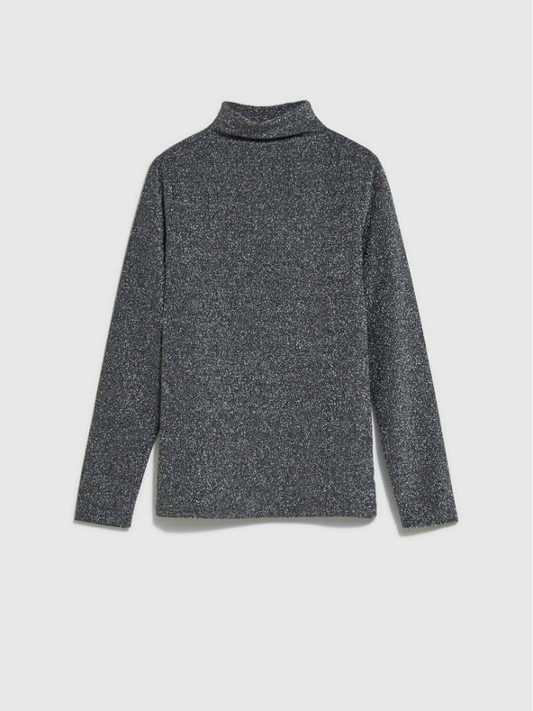 Moodo Schwarze Damenbluse mit Metallic-Faden Moodo