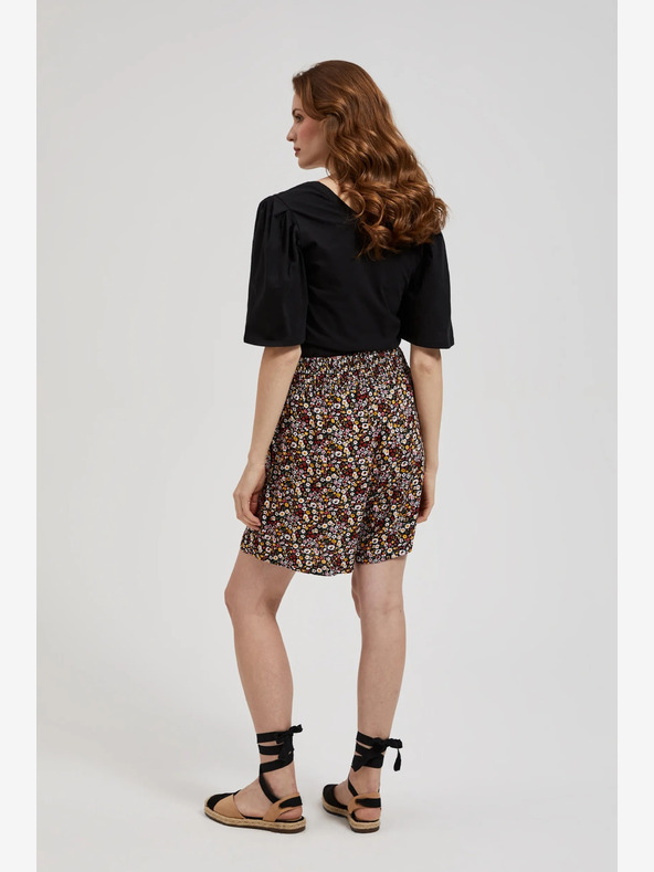Moodo Schwarze Damen Blümchen Shorts Moodo