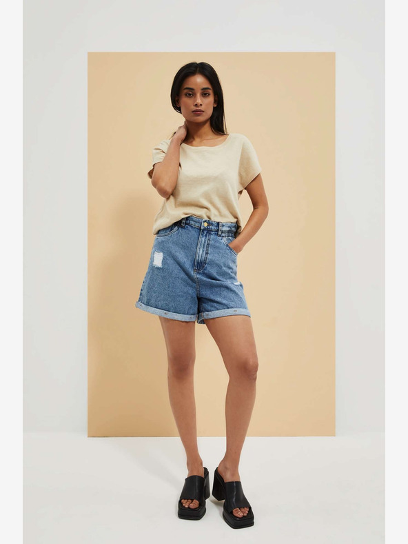 Moodo Blaue Damen Denim Shorts Moodo
