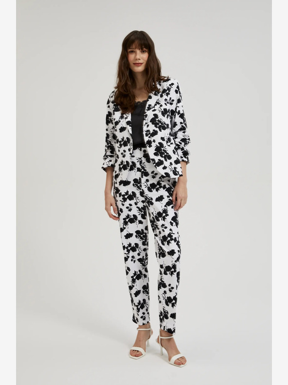 Moodo Schwarz-weiße Damen Blumenhose Moodo