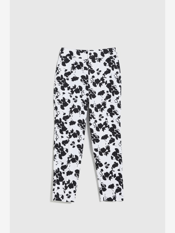 Moodo Schwarz-weiße Damen Blumenhose Moodo