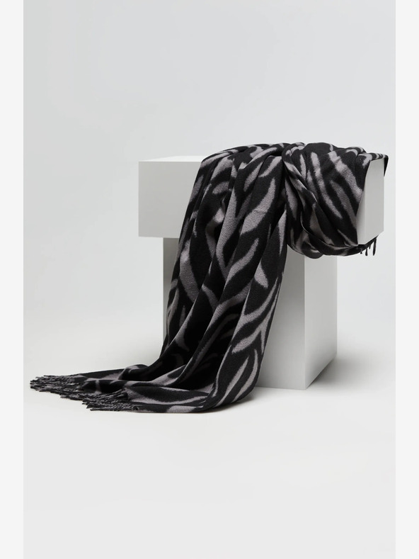 Moodo Moodo Grau und Schwarz Gemusterter Damenschal