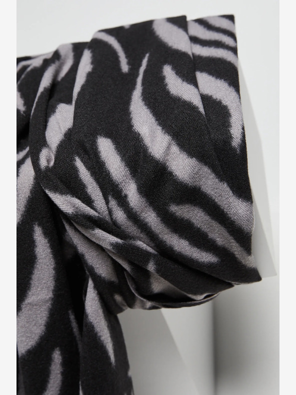 Moodo Moodo Grau und Schwarz Gemusterter Damenschal