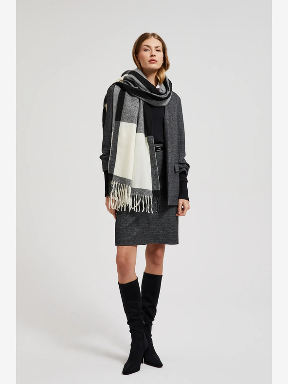 Moodo Weiß-schwarzer Damenschal Moodo