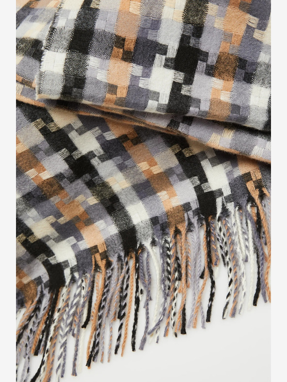 Moodo Braun-grauer karierter Damenschal Moodo