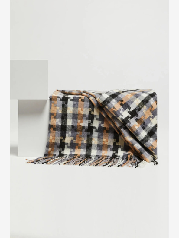 Moodo Braun-grauer karierter Damenschal Moodo