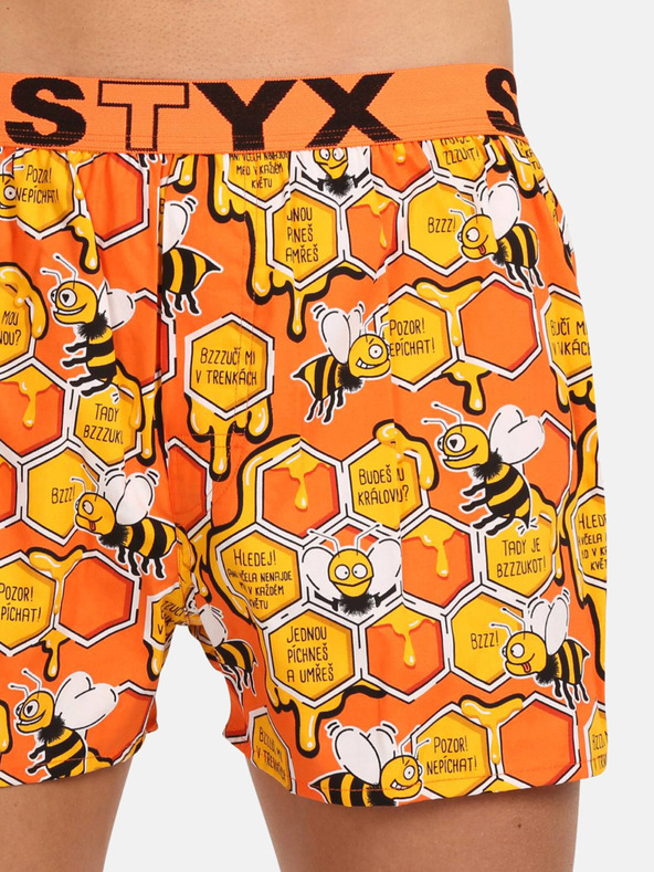 Styx Gelb und orange gemusterte Styx Schlafshorts für Herren Bienen