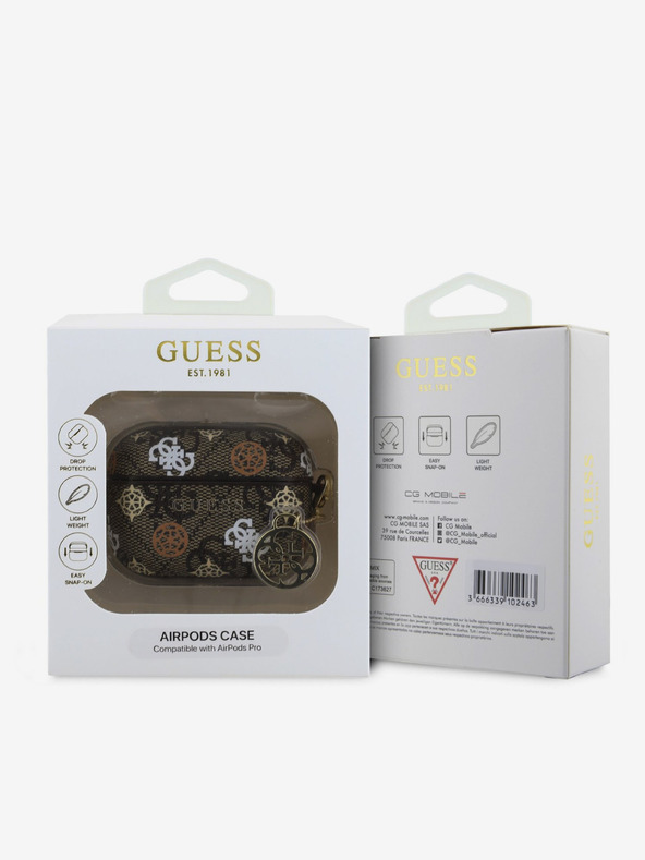 Guess Guess PU 4G Pfingstrose Charm Hülle für AirPods Pro Braun