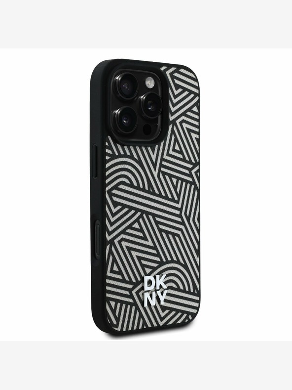 DKNY DKNY PU Leder Crosswalk Muster Magsafe Schutzhülle für iPhone 16 Pro Elfenbein