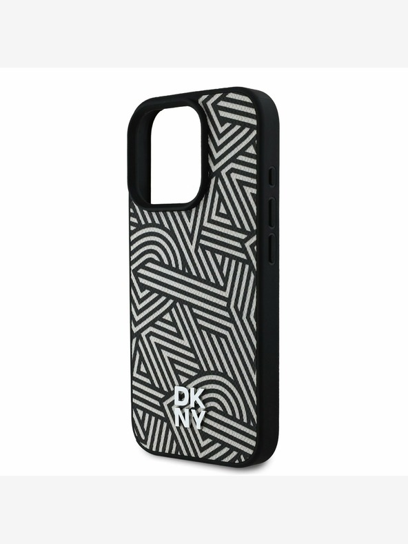 DKNY DKNY PU Leder Crosswalk Muster Magsafe Schutzhülle für iPhone 16 Pro Elfenbein
