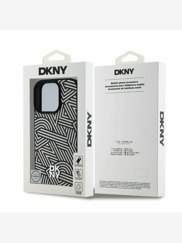 DKNY DKNY PU Leder Crosswalk Muster Magsafe Schutzhülle für iPhone 16 Pro Elfenbein