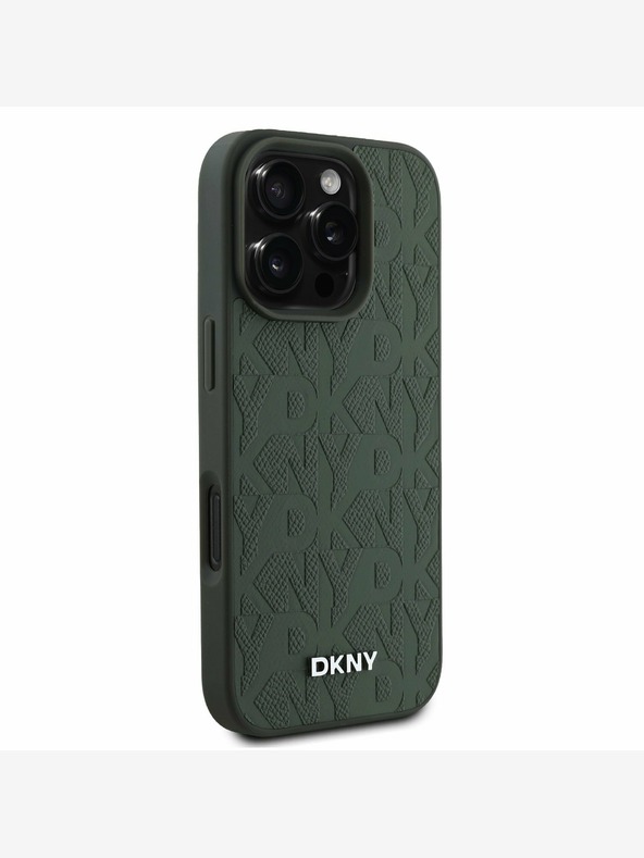 DKNY DKNY PU Leder Gittermuster Magsafe Rückseite für iPhone 16 Pro Max Grün