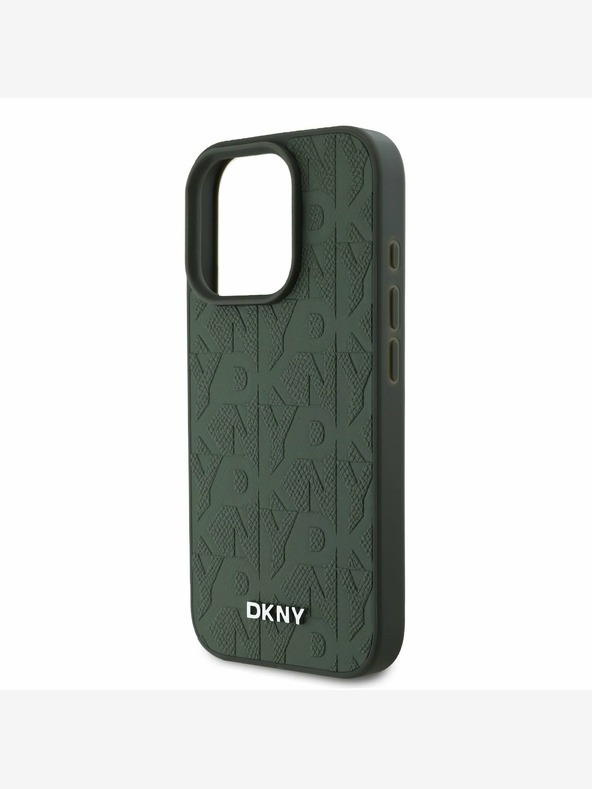 DKNY DKNY PU Leder Gittermuster Magsafe Schutzhülle für iPhone 16 Pro Grün