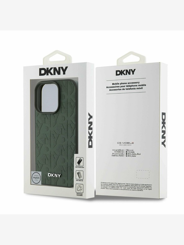 DKNY DKNY PU Leder Gittermuster Magsafe Schutzhülle für iPhone 16 Pro Grün