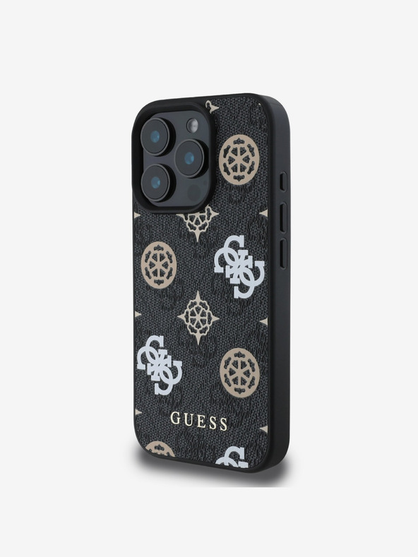 Guess Guess PU 4G Pfingstrose MagSafe Schutzhülle für iPhone 16 Pro Max Schwarz