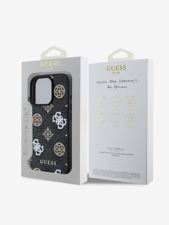 Guess Guess PU 4G Pfingstrose MagSafe Schutzhülle für iPhone 16 Pro Max Schwarz