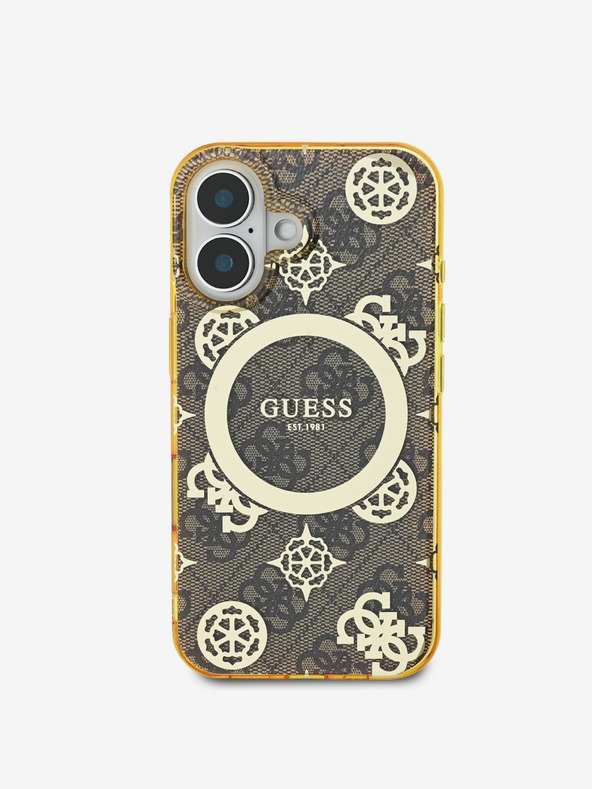 Guess Guess IML 4G Pfingstrose MagSafe Schutzhülle für iPhone 16 Braun