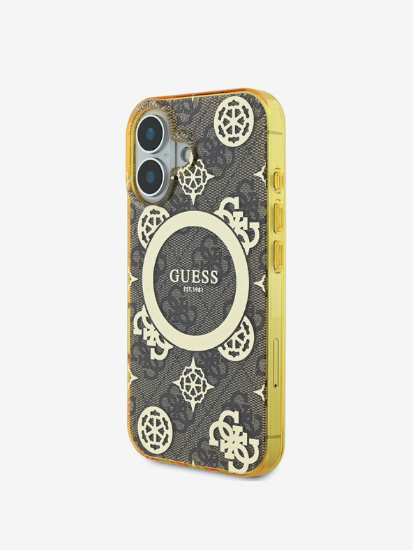 Guess Guess IML 4G Pfingstrose MagSafe Schutzhülle für iPhone 16 Braun