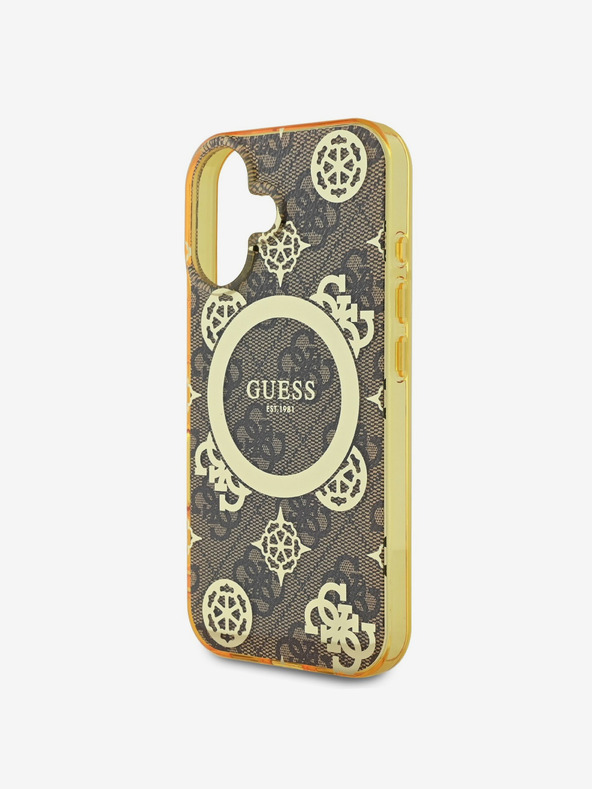 Guess Guess IML 4G Pfingstrose MagSafe Schutzhülle für iPhone 16 Braun