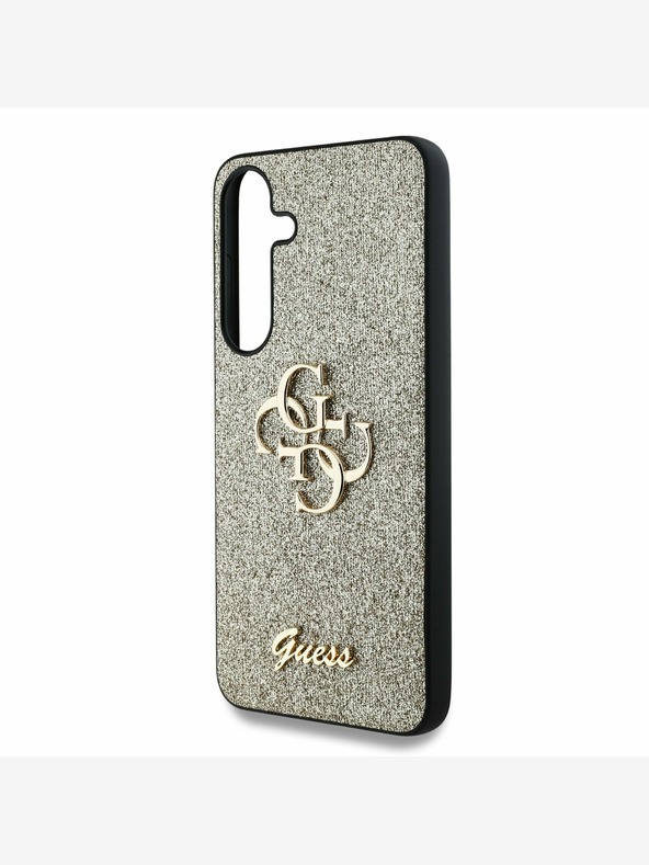 Guess Guess PU Fixed Glitter 4G Metall Logo Back Cover für Samsung Galaxy S25 Gold