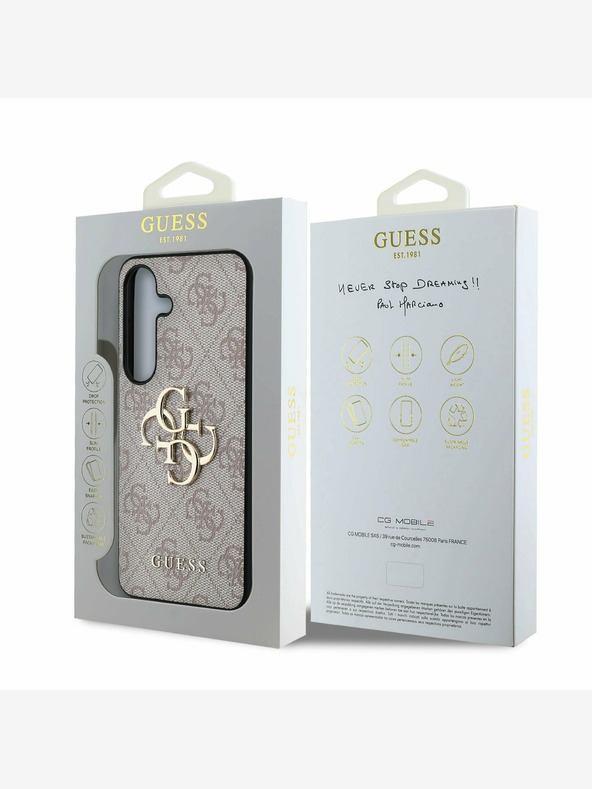 Guess Guess PU PU 4G Metall-Logo-Rückseite für Samsung Galaxy S25+ Pink
