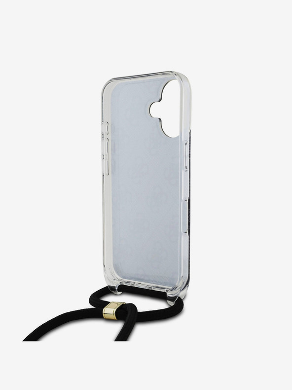 Guess Guess IML 4G Printed Crossbody Strap Back Cover für iPhone 16 Schwarz