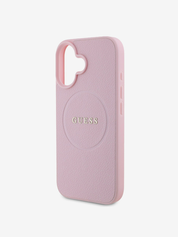 Guess Guess PU Genarbtes Klassisches Logo MagSafe Schutzhülle für iPhone 16 Pink
