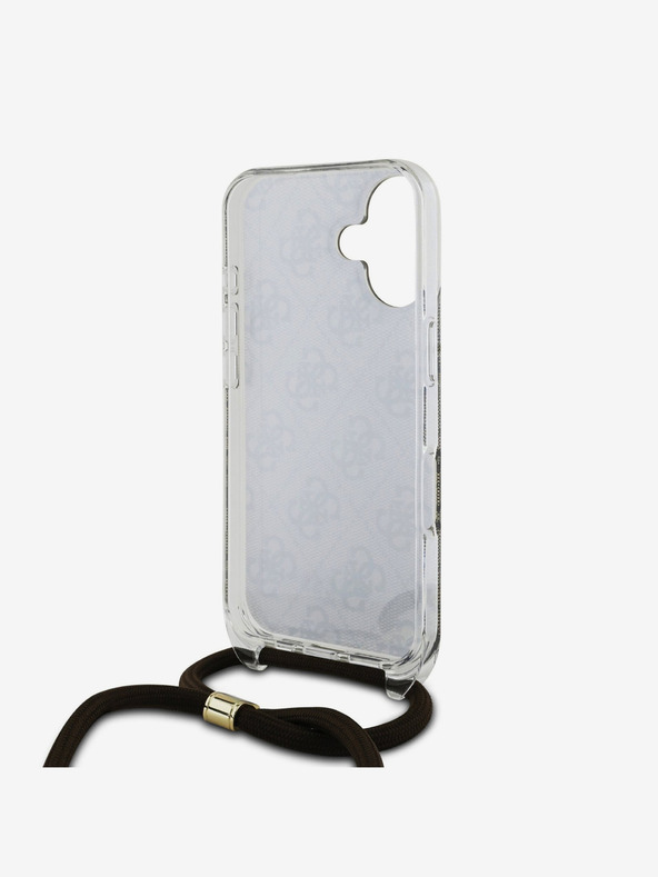 Guess Guess IML 4G Printed Crossbody Strap Back Cover für iPhone 16 Braun