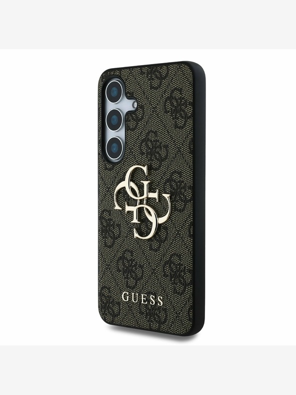 Guess Guess PU 4G Metall-Logo-Rückseite für Samsung Galaxy S25 Braun