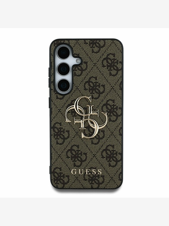 Guess Guess PU 4G Metall-Logo-Rückseite für Samsung Galaxy S25 Braun