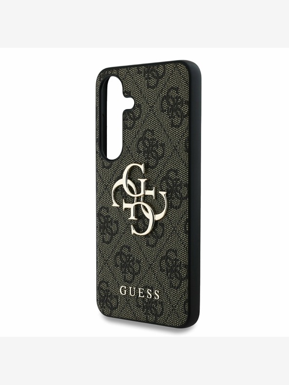 Guess Guess PU 4G Metall-Logo-Rückseite für Samsung Galaxy S25 Braun
