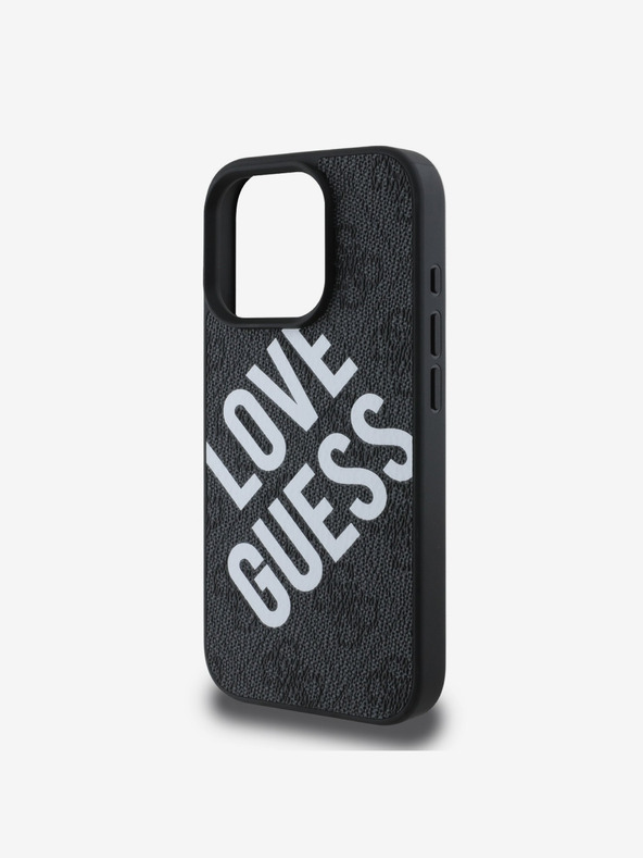 Guess Guess PU Leder 4G Big Love Logo MagSafe Schutzhülle für iPhone 16 Pro Schwarz