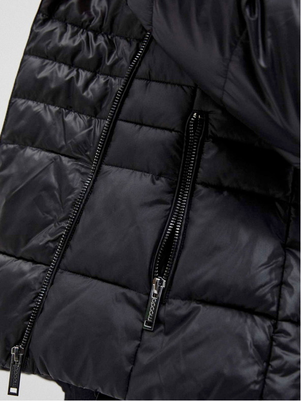 Moodo Schwarze kurze Damen-Steppjacke Moodo