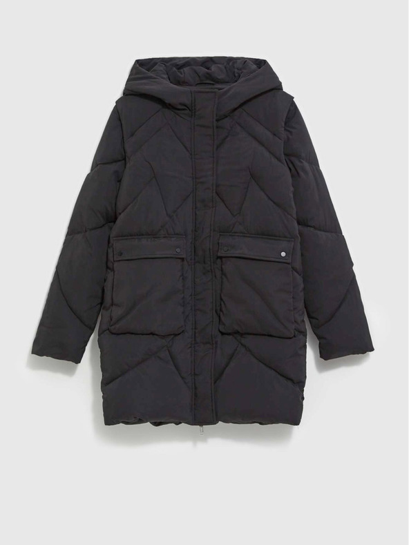 Moodo Schwarze Damenjacke mit abnehmbaren Ärmeln Moodo